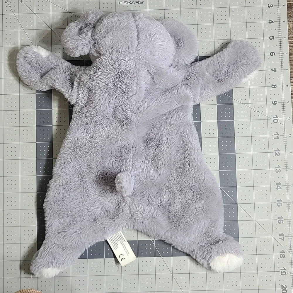 ELEPHANT LOVEY GRAY W WHITE PAWS & BELLY SECURITY BLANKET KELLY TOY FLAT CRINKLE